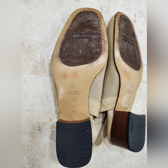 Valleverde sling back shoes womens size 36 US 6.5 beige perforated leather Italy - Picture 7 of 16